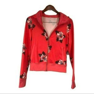 Lululemon Namaskar Hoodie Atomic Flower Red and Black, Size 4